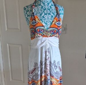 Colorful Halter Dress with Paisley Print